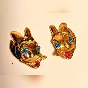 Wendy Gell Disney Daisy Duck Earrings, Swarovski Jewels Clip Back.